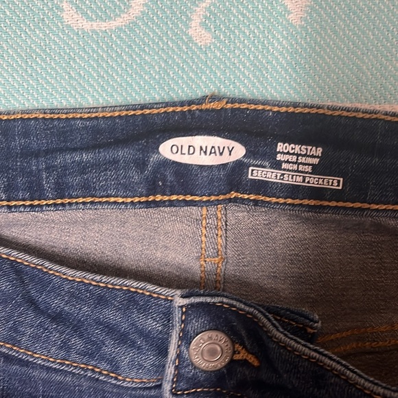 Old Navy slightly distressed Rockstar super skinny high rise jeans size 16 tall. - Picture 9 of 14
